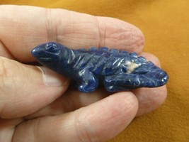 Y-LIZ-CH-560) Blue Sodalite CHAMELEON LIZARD gemstone gem carving lizard... - $14.01