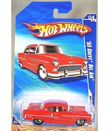 2010 Hot Wheels #162 Hot Auction 4/10 &#39;55 CHEVY BEL AIR Red Variant wChr... - $10.25