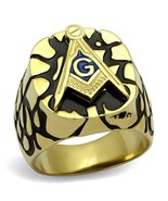 RING MASONIC High Polish Stainless Steel ION Gold Plated Capri Blue Epox... - $737.84 MXN
