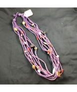 Wooden Beaded Necklace Purple Red White 24 inches Multiple Strands NWT - $28.04