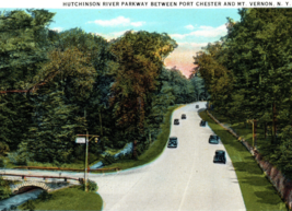 Port Chester New York Hutchinson River Parkway Automobile Postcard Vintage - £7.00 GBP