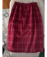 Vintage PENDLETON Skirt 12 Lined Pockets, 100% Virgin Wool, Red Plaid - $24.00