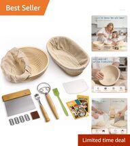 Elegant Banneton Proofing Basket Set - 9" Round &amp; 10" Oval for Perfect S... - $74.20