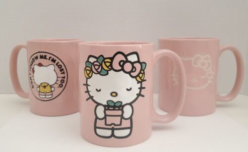 Primary image for 3 x Sanrio Hello Kitty 15oz Coffee Tea Mug Pink NWT Silver Buffalo Garden School
