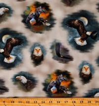 Cotton Eagle Dreams Sky Skies Moon Birds Cream Fabric Print by the Yard D301.86 - $15.95