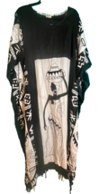 Magic African Print Caftan Dress Black and White with Fringe One Size New w/Tags - £25.47 GBP