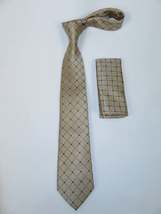 Men's  Nautica Tie and Hankie Set Woven Silky Feel #Nautica-1 Beige image 3