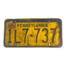 1970 Pennsylvania License Plate # 1L7 - 737 Blue And Yellow Rustic Distressed - £22.48 GBP