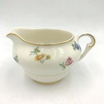 Vintage Pope Gosser Paula Creamer 1174 Cream Pitcher Pink Blue Flowers Gold DH1 - £11.39 GBP