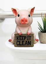 Ebros Pink Piglet With Keep It Clean Sign Decorative Toilet Seat Topper Figurine - £18.97 GBP