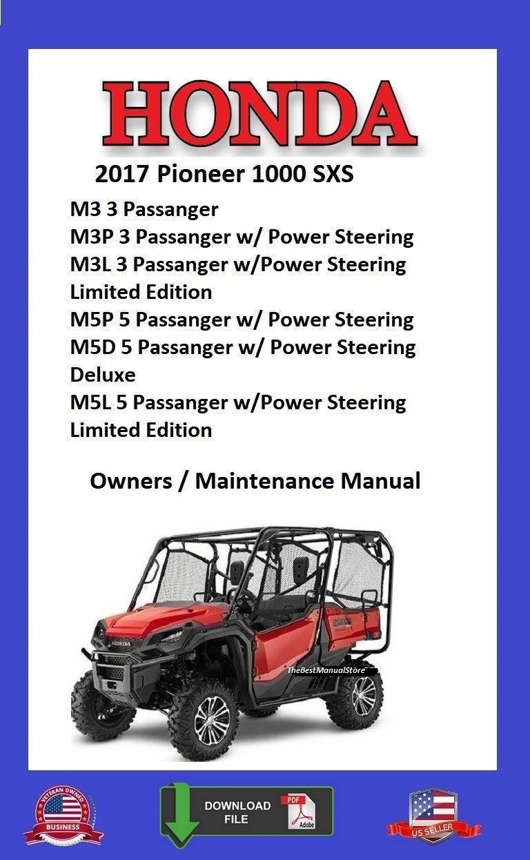 2017 Honda Pioneer 1000 M3 M3P M3L M5P M5D M5L SXS Owners / Maintenance ... - $12.95