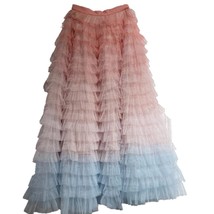 Pastel Pink Tiered Tulle Skirt Outfit Women Plus Size Tulle Maxi Skirt image 4
