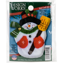 Design Works Felt Ornament Applique Kit 3&quot;X4&quot;-Snowman &amp; Broom - $17.58
