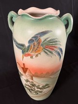 Rare Antique Nippon Style Hand Painted Flying Moriage Bird of Paradise Vase - £51.11 GBP