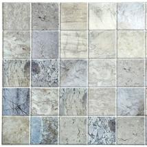 Dundee Deco PG7044 Blue Beige Faux Distressed Marble Squares, 3.2 ft x 1.6 ft, P - $9.79+