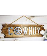25&quot;L Rustic Metal Western Star Cowboy Sign On Wooden Plank Wall Or Door ... - €43,78 EUR