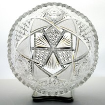 J Hoare Signed Hobstar &amp; Diamond Block Deep Bowl, Antique c.1900 ABP Glass 8&quot; - £55.04 GBP