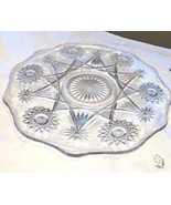 Round Serving Platter Dish  CIRCA 1955 Vintage Star pattern Clear Cut Glass - $35.89