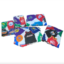 Vintage 1990s NBA Basketball Twin Sheet Set Flat Fitted Pillowcases 5 Piece Lot - £50.89 GBP