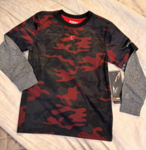 And1 Long Sleeve Layered Basketball Graphic Tech Shirt Red Camo Boys SMA... - £10.25 GBP