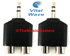 (2) 3.5mm 1/8&quot; Stereo Male Plug to Dual RCA Jacks (F) Audio Cable Adapte... - $8.54