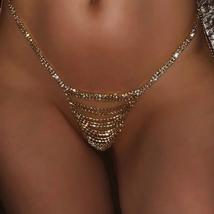 Sexy Chain Body Jewelry Stone Crystal Bikini Gstring Thong for Women Bling Rhine - £15.51 GBP