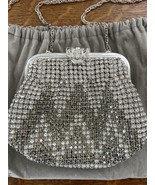 Nina Ricci Vintage Rhinestone Evening Purse w/dust Bag Silver Gems Bling... - $938.17 MXN