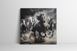 Horse Painting Canvas Wall Art, Wild Horses Wildlife Animals Photography Decor - £22.15 GBP+