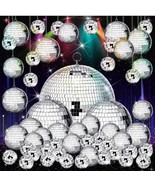 50 Pcs Mirror Disco Balls Decorations Different Sizes Bulk Silver Birthday - £18.36 GBP