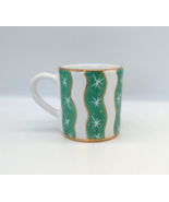 Christmas Sberna Deruta Italian Coffee Mug green w/white &amp; gold 8oz - $16.34