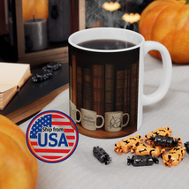 Bookshelf Ceramic Mug Library Book Stack Coffee Cup Gift Readers &amp; Book ... - $14.93