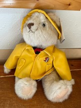 The Bialosky Treasury Tan Jointed Plush Teddy Bear in Yellow Rain Slicker Jacket - £11.88 GBP