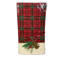 Hallmark Paper Napkins Pinecones Christmas Holiday Winter Plaid Red - £4.84 GBP