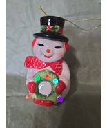 Mr Christmas Ceramic Snowman &amp; Elf Lighted Wreath Ornament Figurines. NEW!! - $277.60 MXN