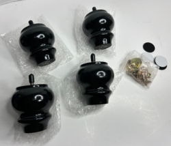 4-PACK Set of Bun Wood Furniture Legs Feet w/ Hardware, Glossy Black - $24.70