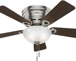 Hunter Haskell 42&quot; Brushed Nickel Indoor Low Profile Ceiling Fan With Le... - $181.99