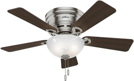 Hunter Haskell 42&quot; Brushed Nickel Indoor Low Profile Ceiling Fan With Le... - £128.62 GBP
