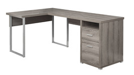 47" Taupe and Silver L Shape Computer Desk With Two Drawers - $11,839.07 MXN