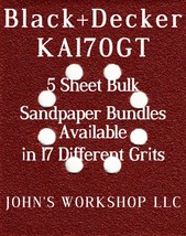 Black+Decker KA170GT - 1/4 Sheet - 17 Grits - No-Slip - 5 Sandpaper Bundles - $4.99
