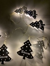 10 White Metal Christmas Tree Snow String Lights Battery Powered One is ... - £9.41 GBP