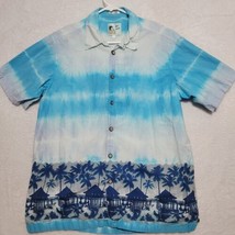 ME Sport Hawaiian mens shirt Large Blue Short Sleeve Tropical Palm Tree - £15.63 GBP