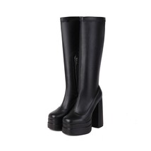 Chic Celebrity Kneehigh Boots Big Plus Women Gothic Chunky T-stage Runway Stretc - £92.32 GBP