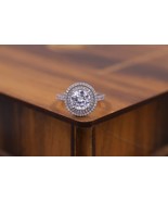 2.0 CT Round Cut Moissanite Engagement Ring, 925 Silver Double Halo Wedd... - $73.44+