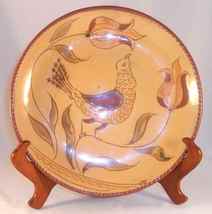 Old Glazed Redware Plate Bird and Tulips Design Signed HG Oley Valley Pottery Pa - £151.42 GBP