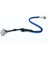 PU Leather Motorcycle Whip Get Back whip 1" Ball &amp; Skulls 36" BLUE / BLACK - $540.94 MXN