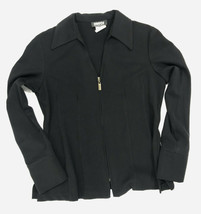 Baranda Jacket Sz 10 Black Poly Spandex Full Zip  - £23.71 GBP