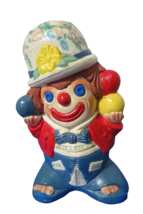 Vintage Large Ceramic Clown Bank Hand Made Hand Painted 15&quot;Tall No Stopper - £22.94 GBP