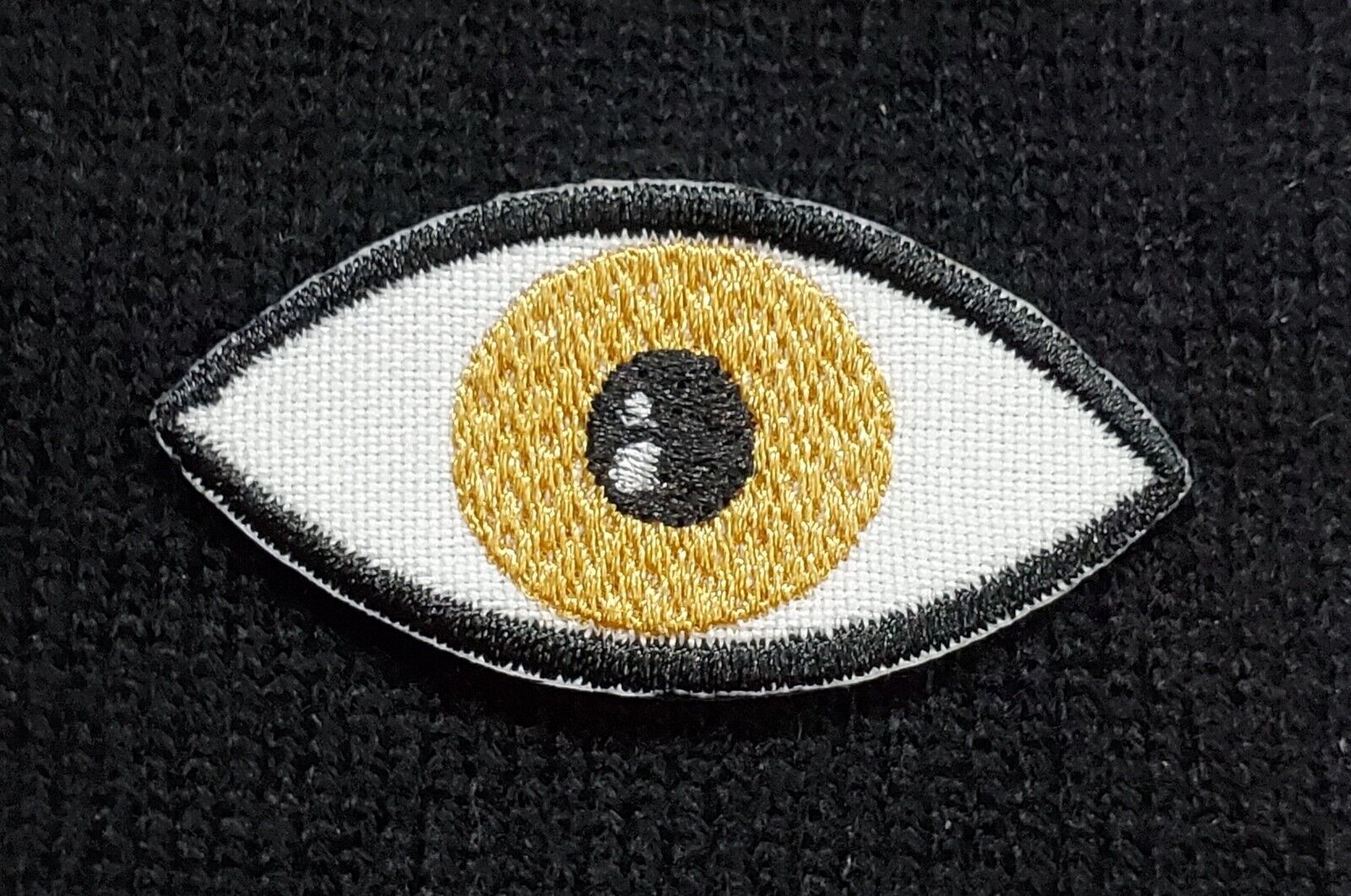 Gold Eye Embroidered Applique Iron On Patch 2.1&quot; x 1&quot; Eyeball Optical Pe... - $4.14+