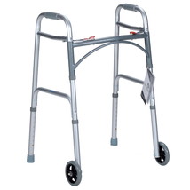 Dynarex 2-Button Folding Walker with Wheels, Lightweight, Adjustable, 35... - $46.92+