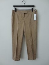 NWT AKRIS Sand Brown Cotton Blend Cropped Frankie Trouser Pants 8 - $130.94